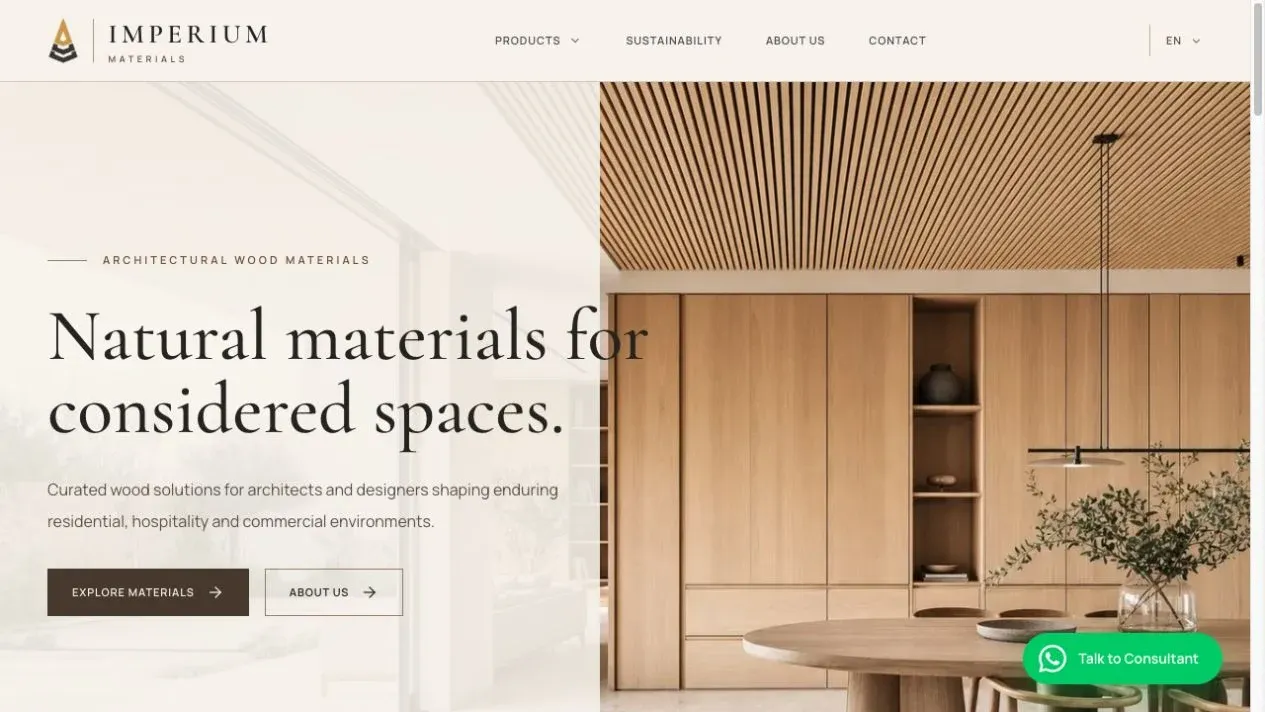 Imperium Materials website homepage screenshot