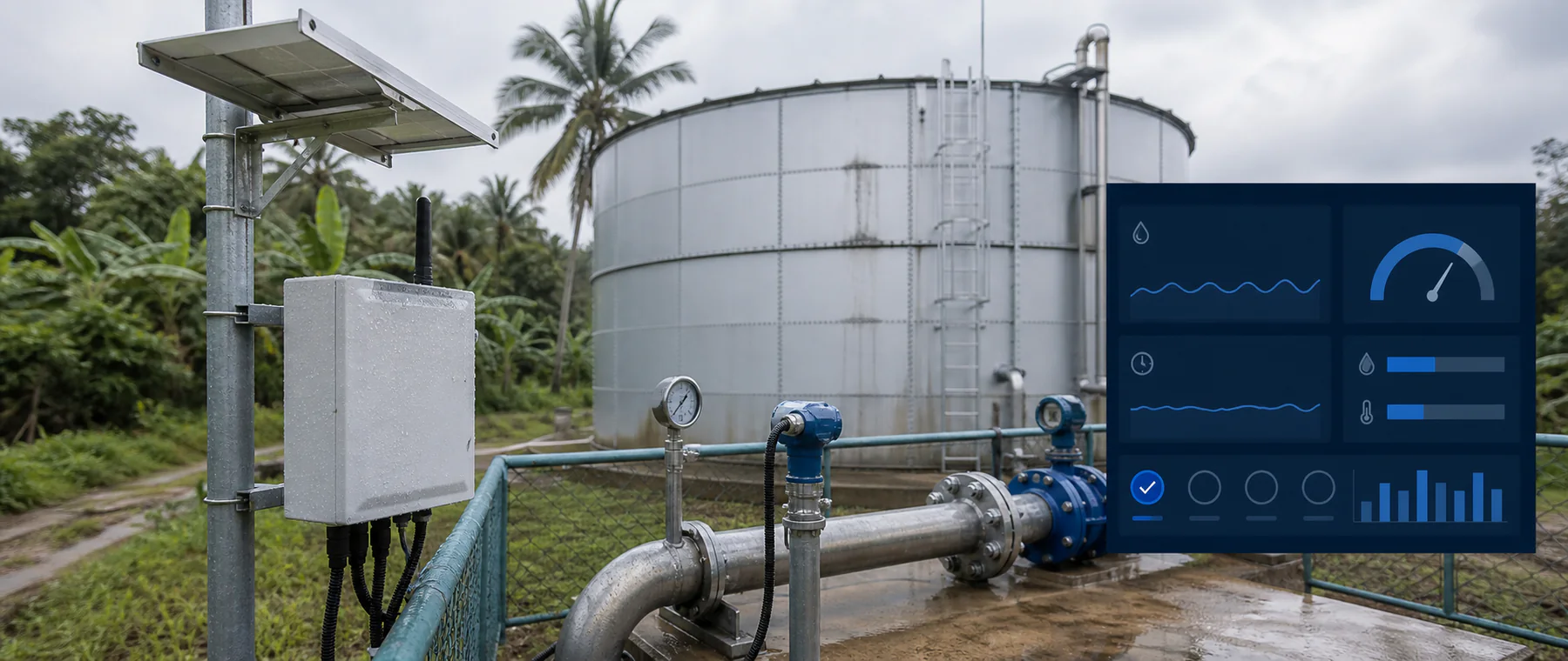 Telemetry, health status and alerts for equipment operating beyond regular site visibility.