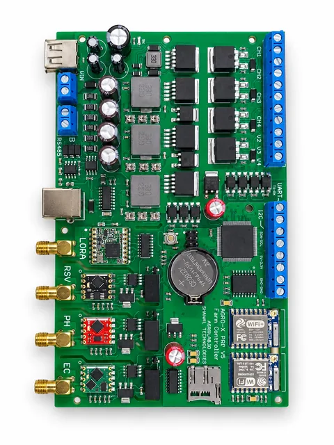 Smart Farming Controller V5 PCB on a white background