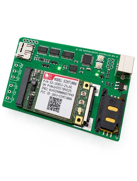 Cellular Camera Intervalometer PCB on a white background